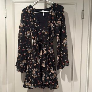 Size Small Black Floral Wrap Free People Dress